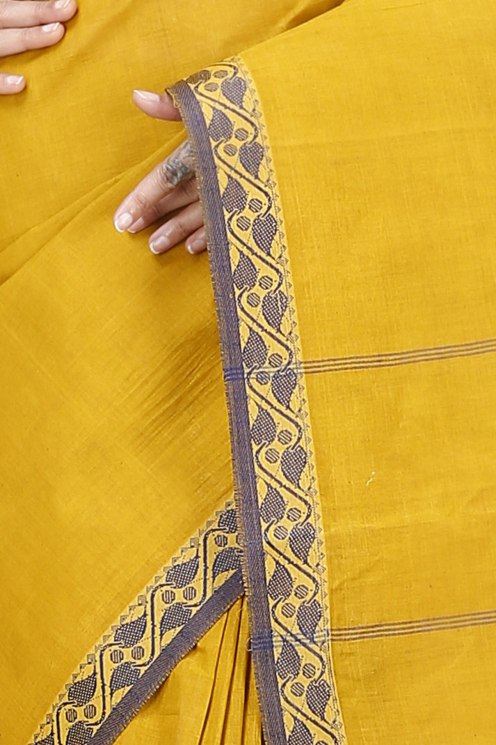 Mustard Yellow Pure Cotton Gaela Tant Saree (922)